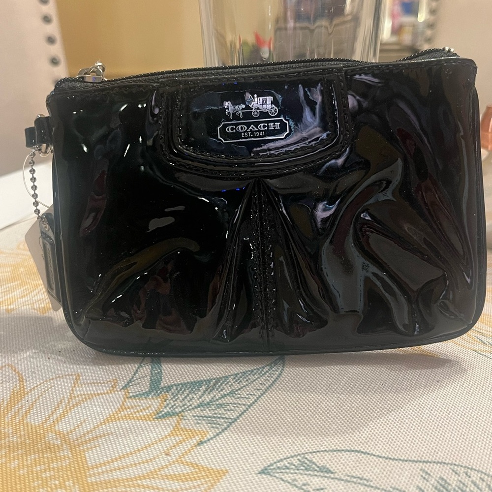 Coach Black Patent Leather Cosmetic Bag